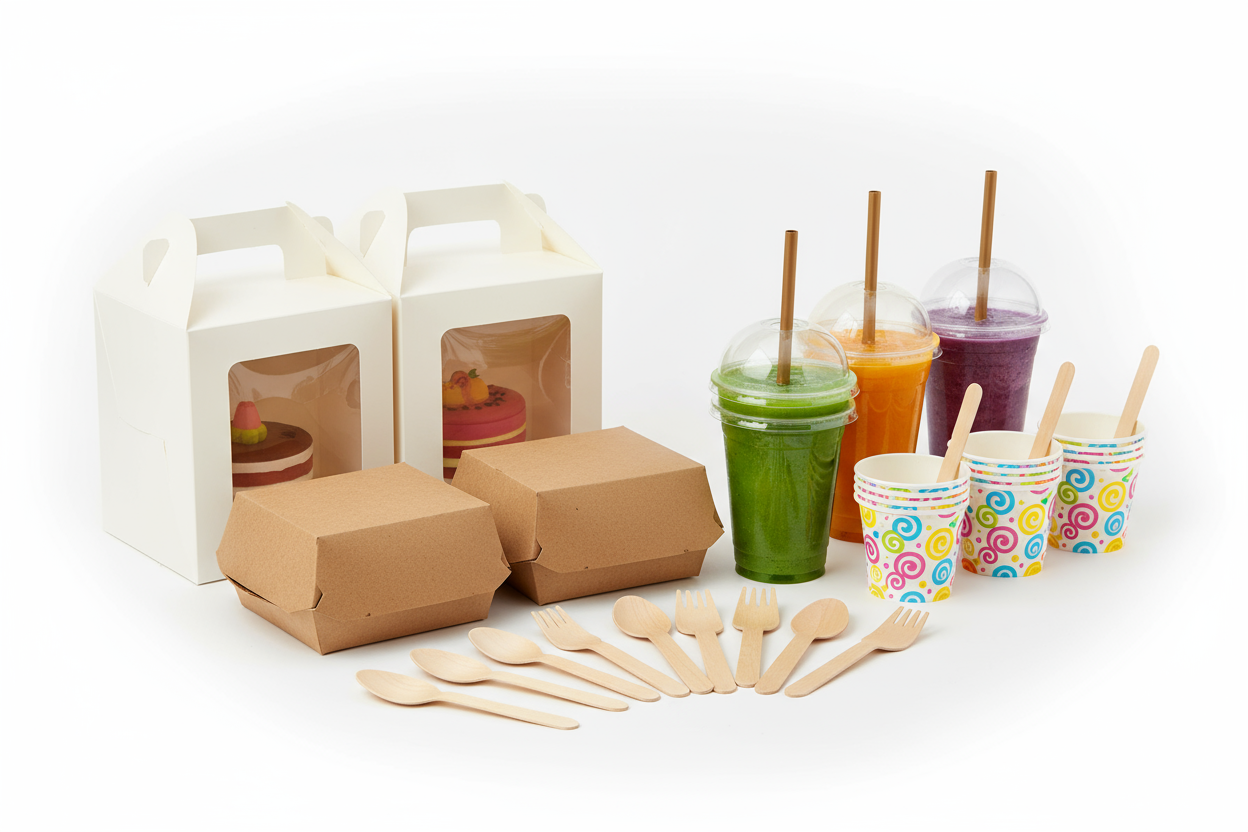 PACKING PRODECT FOR FOOD BURGER BOX JUICE GLASS ICE CEAM CUP CAKE BOX SPOON FORK 